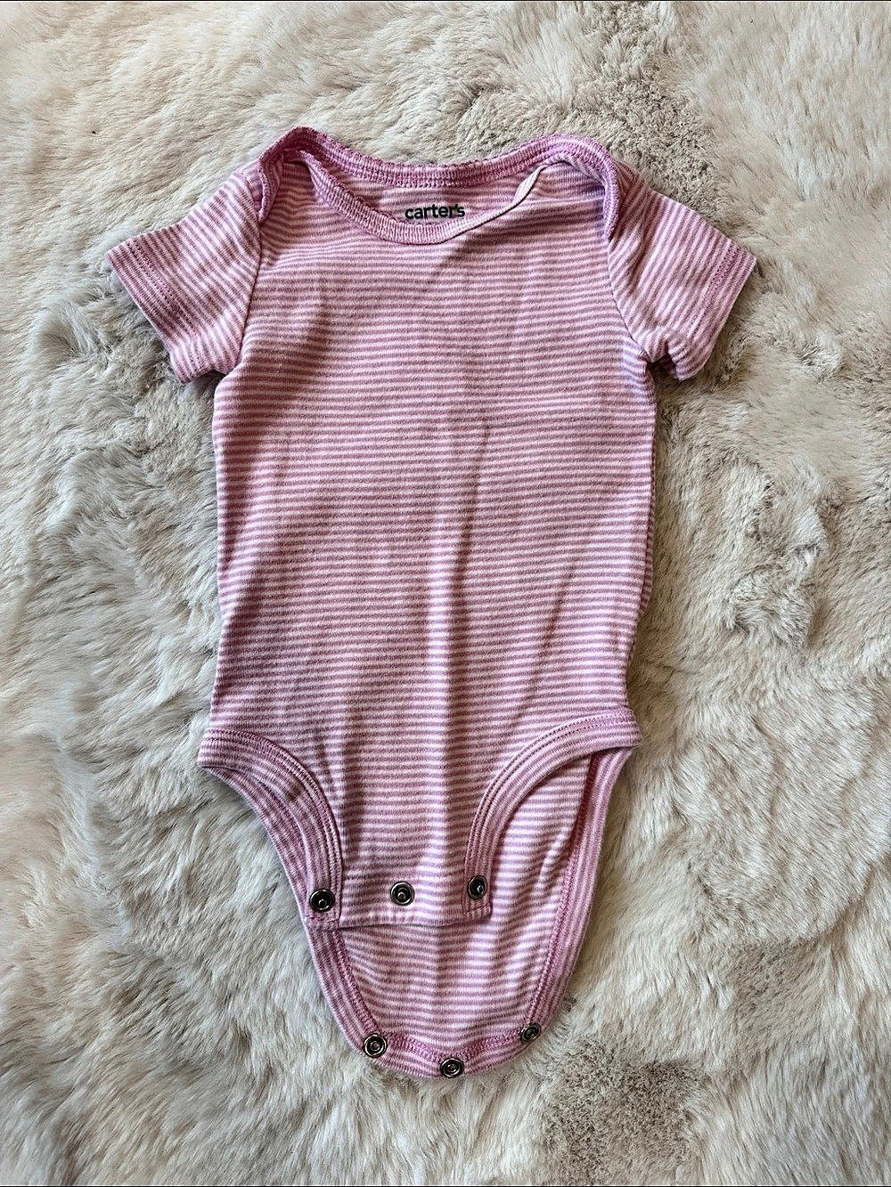 carter's Pink and White Striped Short-Sleeve Bodysuit Pink & White Striped